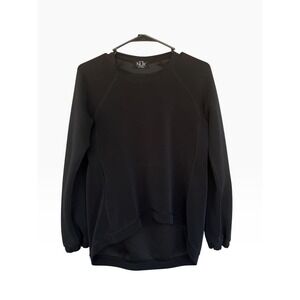 NUX Sweatshirt Womens Medium Black High Low Hem Raglan Crewneck Pullover Top